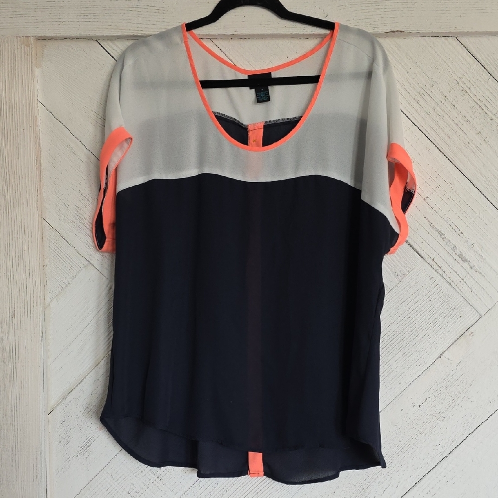 Colorblock Women's Top - Black and White with Neon Accents
